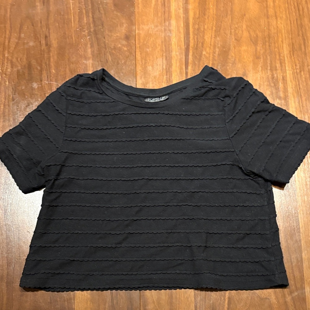 Topshop Black Textured Crop Top
